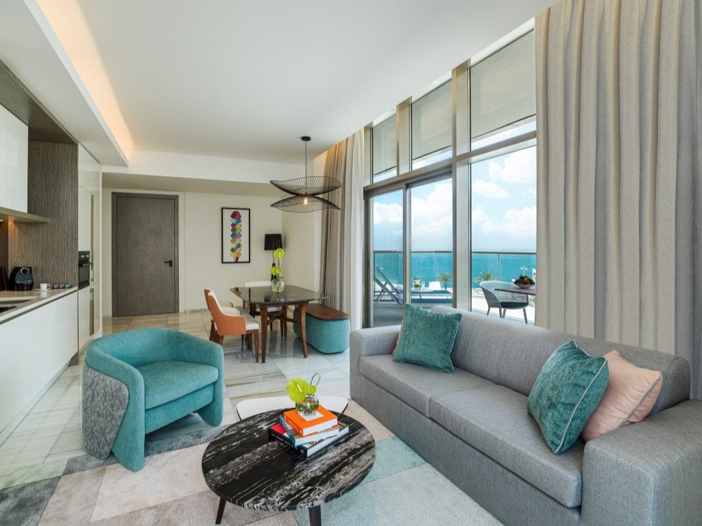 Three Bedroom Suite with Kitchen, Balcony, Sofa Bed & Palm Sea View